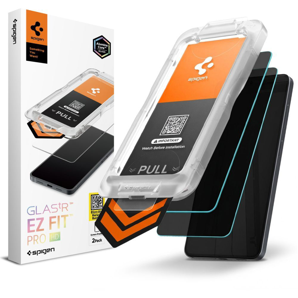 Levně Tvrzené sklo Spigen - (2 pack) Glas.tR EZ-FIT Pro HD (AGL11096) - Samsung Galaxy S26 privátní