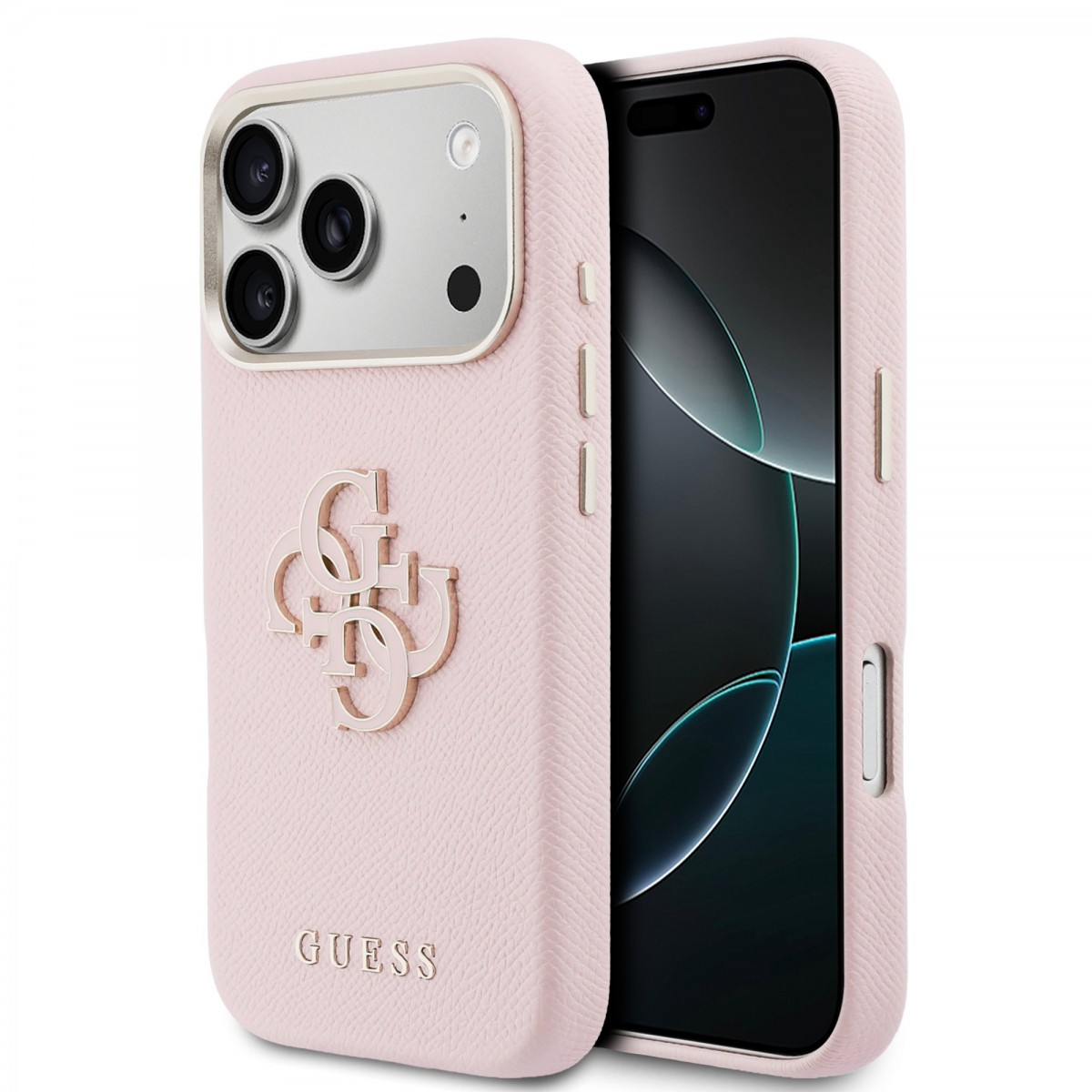Levně Zadní kryt Guess PU Resin Logo pro iPhone 17 Pro Max růžový