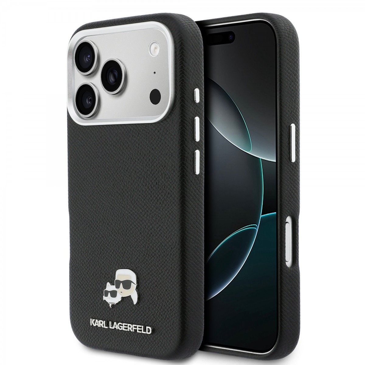 Zadní kryt Karl Lagerfeld PU Karl and Choupette Heads Pins MagSafe pro iPhone 17 Pro černý