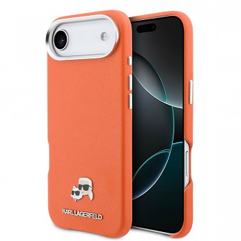 Zadní kryt Karl Lagerfeld PU Karl and Choupette Heads Pins MagSafe pro iPhone Air oranžový