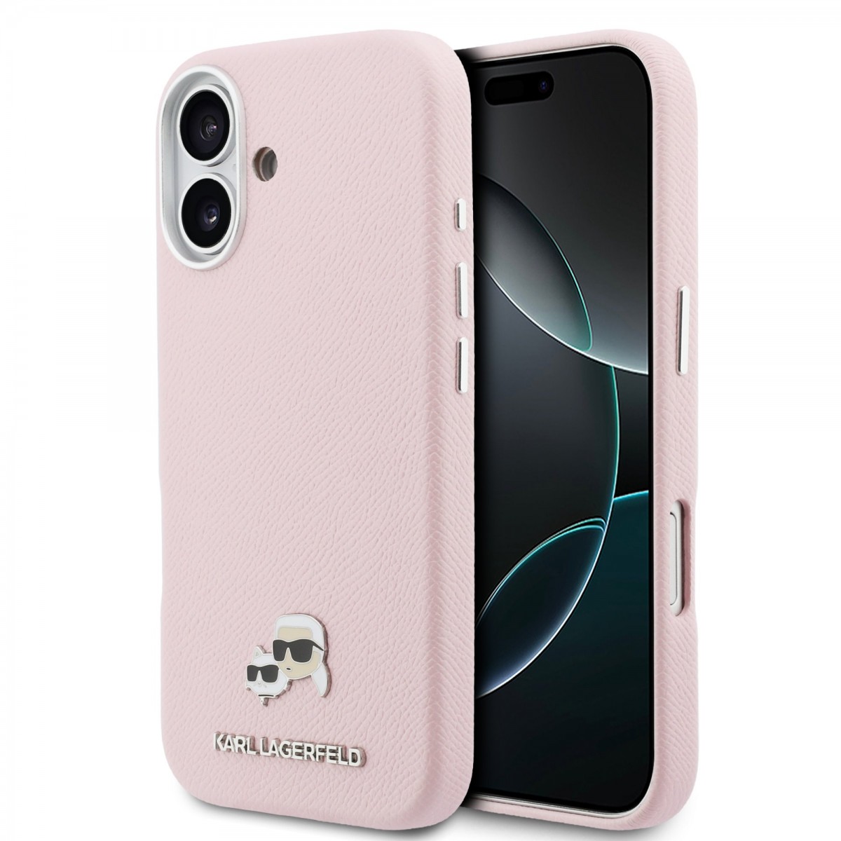 Zadní kryt Karl Lagerfeld PU Karl and Choupette Heads Pins MagSafe pro iPhone 17 růžový