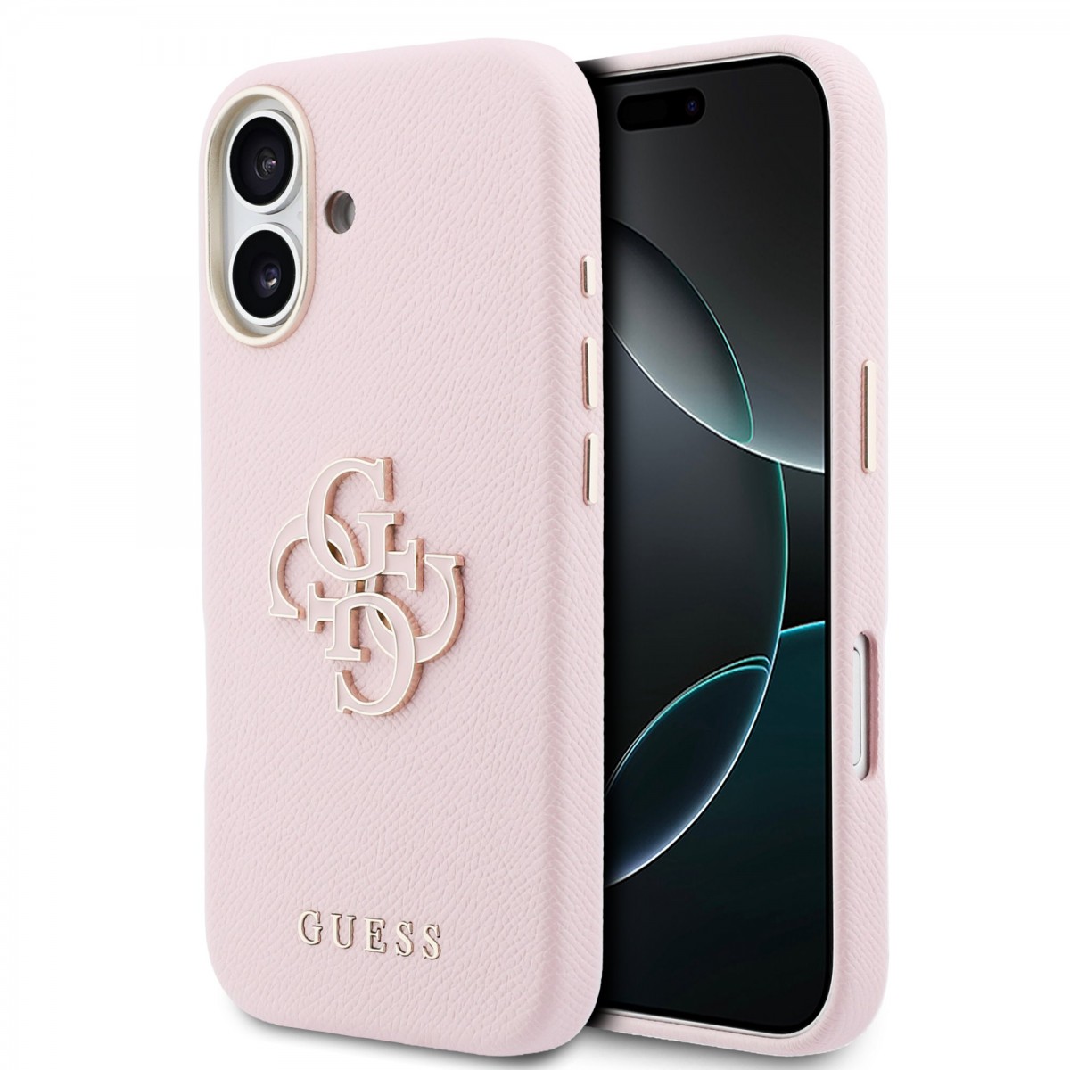 Levně Zadní kryt Guess PU Resin Logo pro iPhone 17 růžový