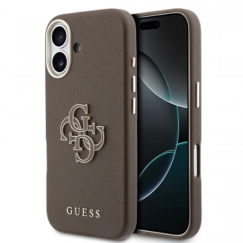 Zadní kryt Guess PU Resin Logo pro iPhone 17 hnědý