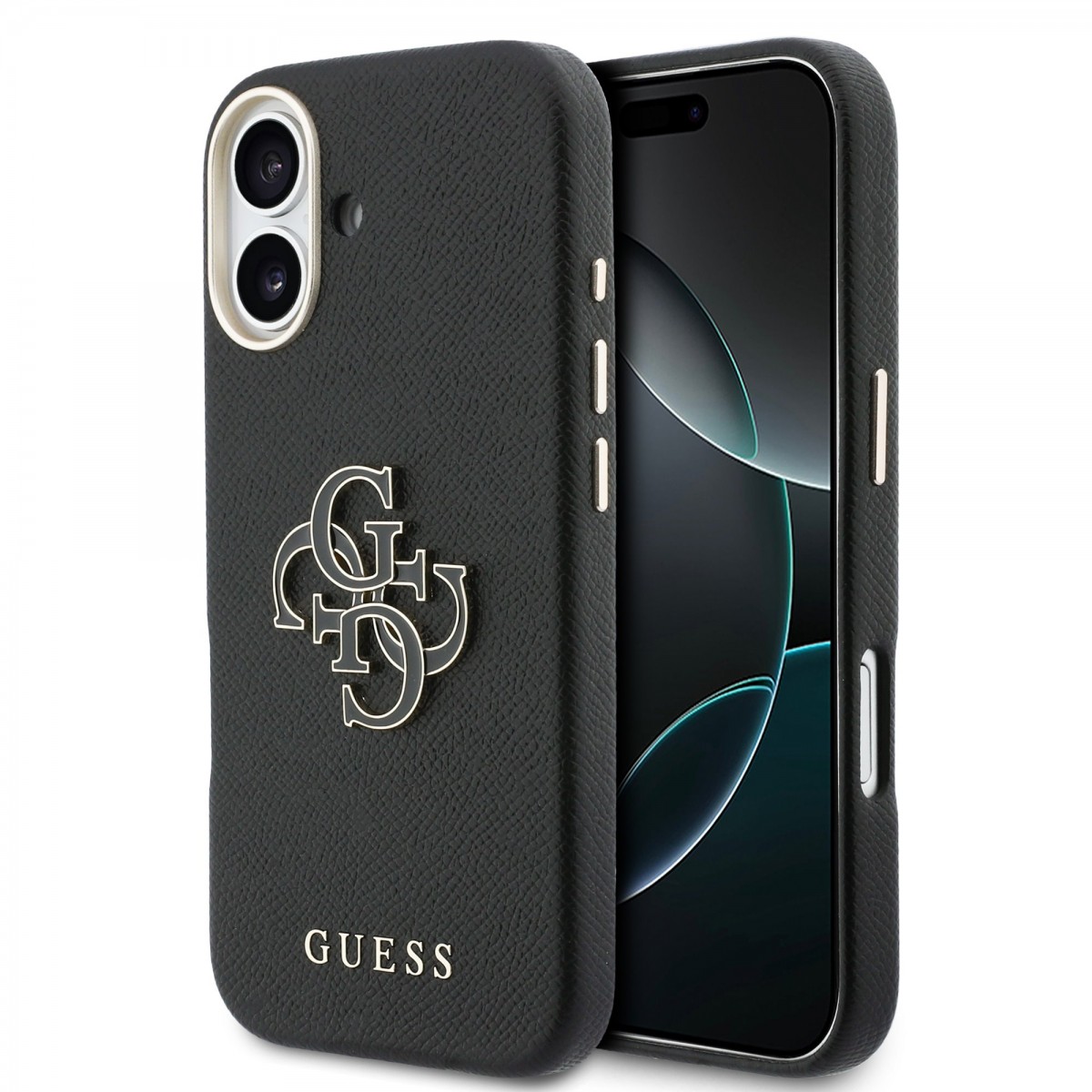 Levně Zadní kryt Guess PU Resin Logo pro iPhone 17 černý