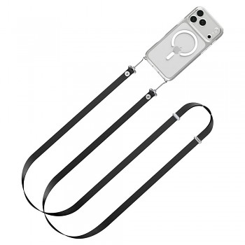 Popruh Spigen - Lanyard Strap DA30L (AFA10614) - Neck/Crossbody Wear, for Phone Cases, Magnetic Length Adjustmen Černý