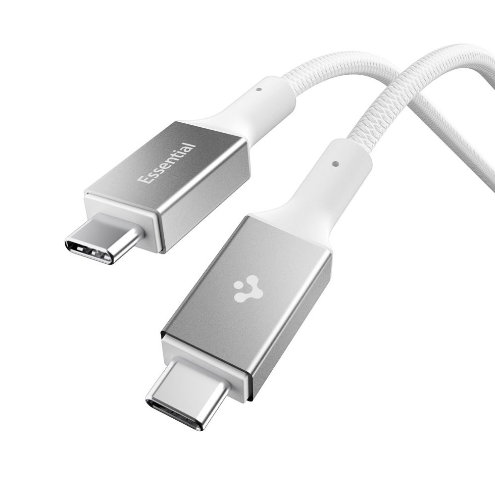 Levně Kabel Spigen - Data Cable Essential EB10015CC (ACA10420) - Fast Charging, Type-C, 100W, 5Gbps, E-Marker Chip, 1.5m Bílý