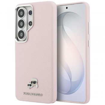 Kryt Karl Lagerfeld - Wrapped Grained Leather with K&C Head Pin MagSafe - Samsung Galaxy S26 Ultra růžový