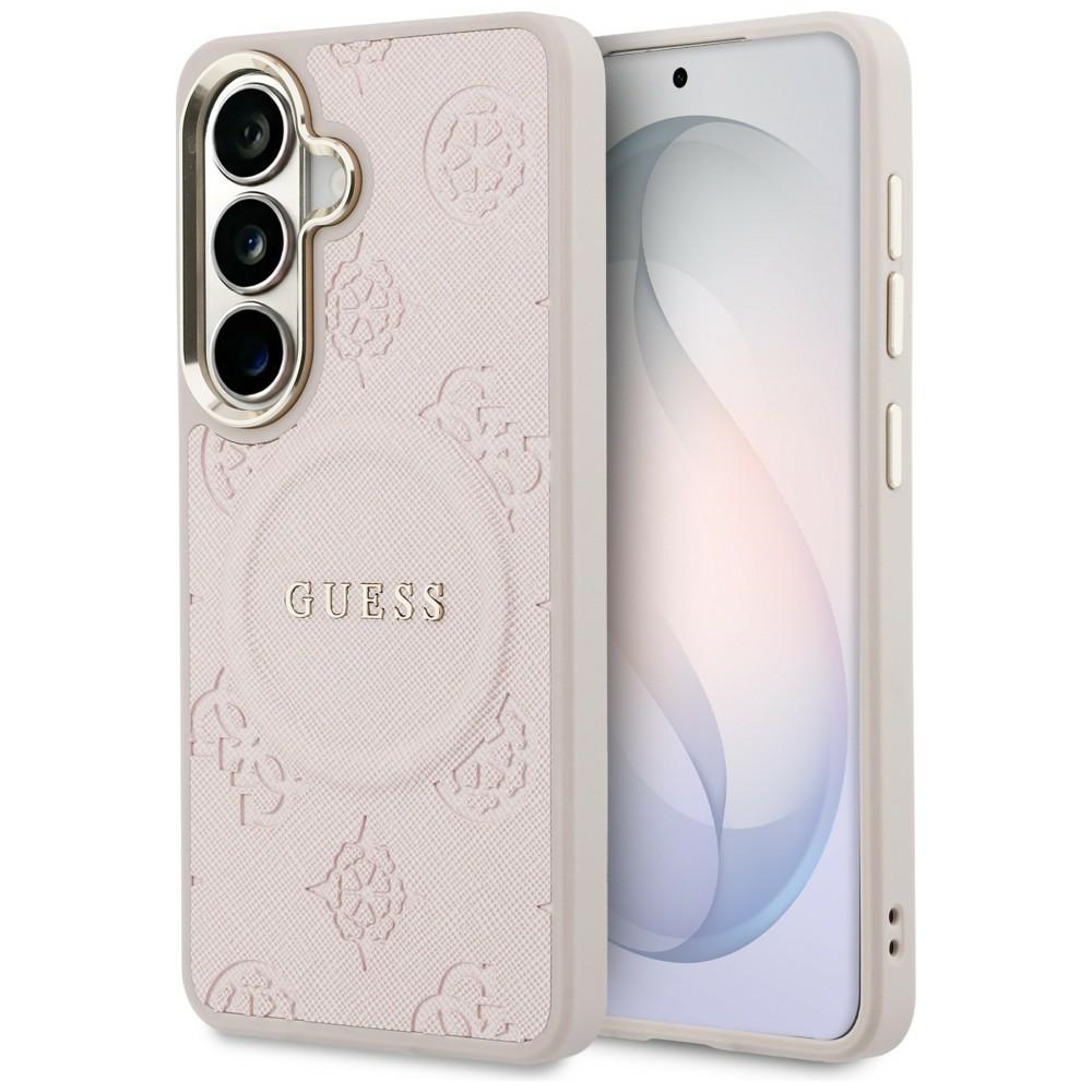Levně Kryt Guess - Saffiano Peony Embossed Ring MagSafe - Samsung Galaxy S26 růžový