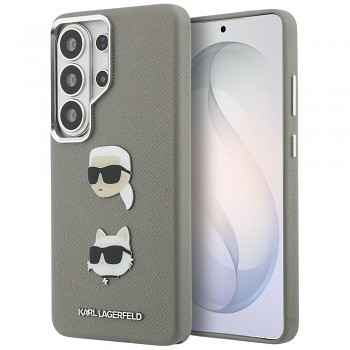 Kryt Karl Lagerfeld - Wrapped Leather Saffiano with K&C Head Pin - Samsung Galaxy S26 Ultra šedý