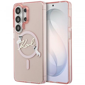 Kryt Karl Lagerfeld - IML Choupette Karl Script Logo MagSafe - Samsung Galaxy S26 Ultra růžový