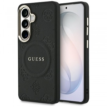 Kryt Guess Saffiano Peony Embossed Ring MagSafe pro Samsung Galaxy S26 Plus černý