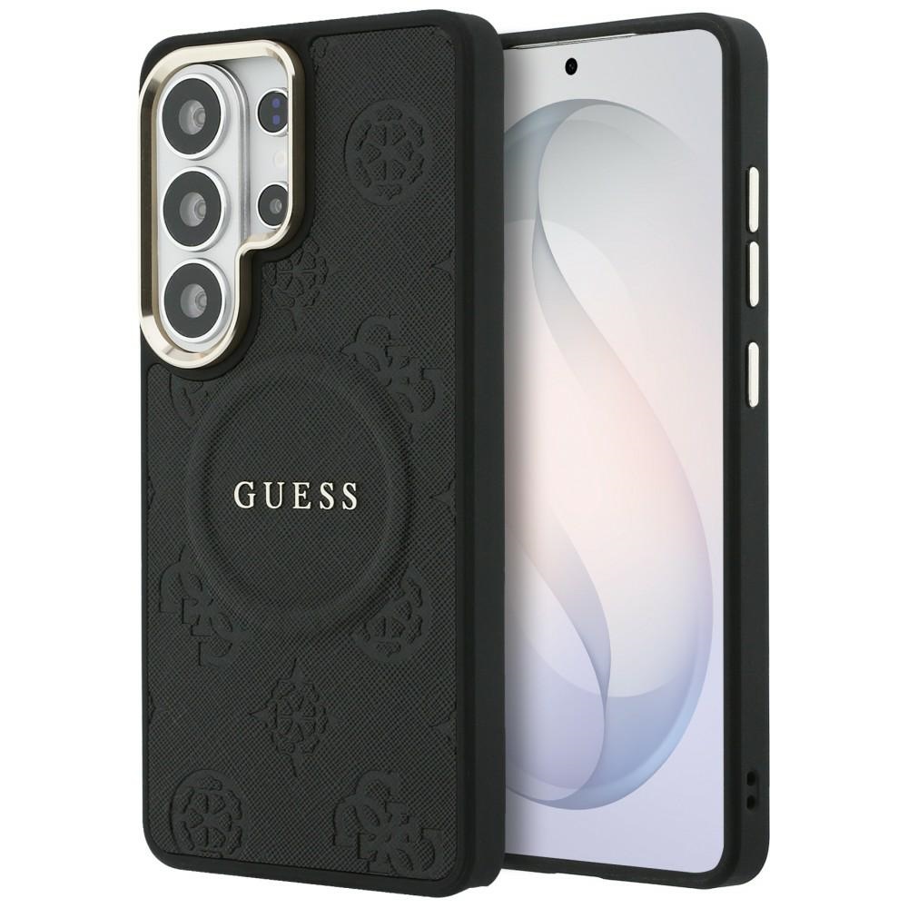 Levně Kryt Guess Saffiano Peony Embossed Ring MagSafe pro Samsung Galaxy S26 Ultra černý