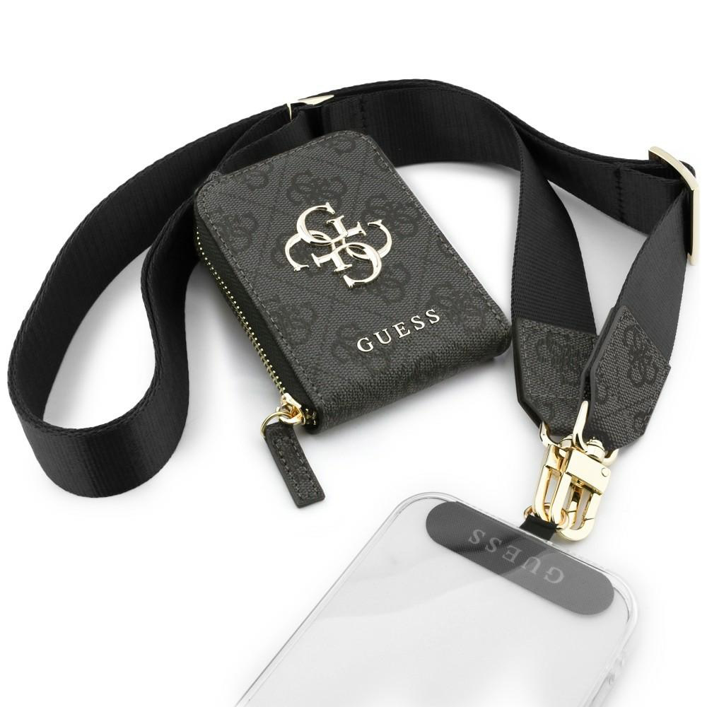 Levně Univerzální řemínek Guess 4G Metal Logo s malou peněženkou černý