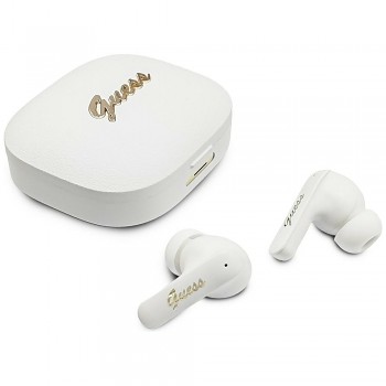 Bezdrátová sluchátka Guess Script Metal Logo (GUTWSX45PGSH) bílá