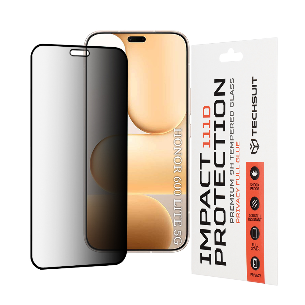 Levně Ochranné sklo Techsuit 111D Privacy Full Glue Honor 600 Lite černé