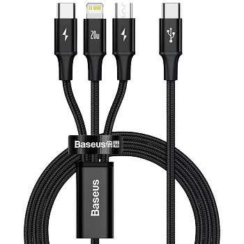 Nabíjecí Kabel Baseus Rapid Series 3v1 (20W / 1.5m) černý