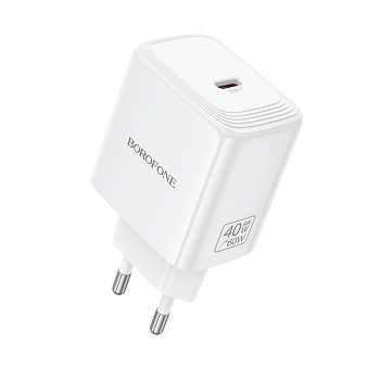Adaptér Borofone BN33 Fuente GaN Typ C QC 3.0 PD 40W bílý