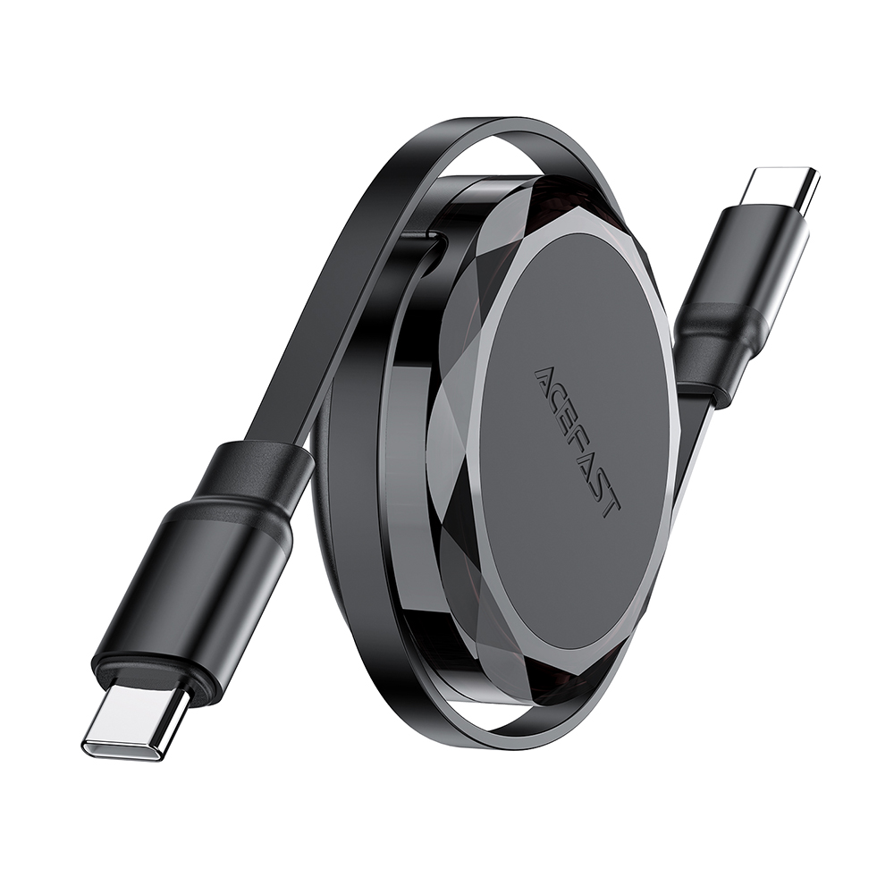 Levně Datový kabel Acefast - Data Cable (C13-03) - Type-C to Type-C, 60W, Dual Retraction Charging Data Cable, Fast Charging, 0.8m - černý