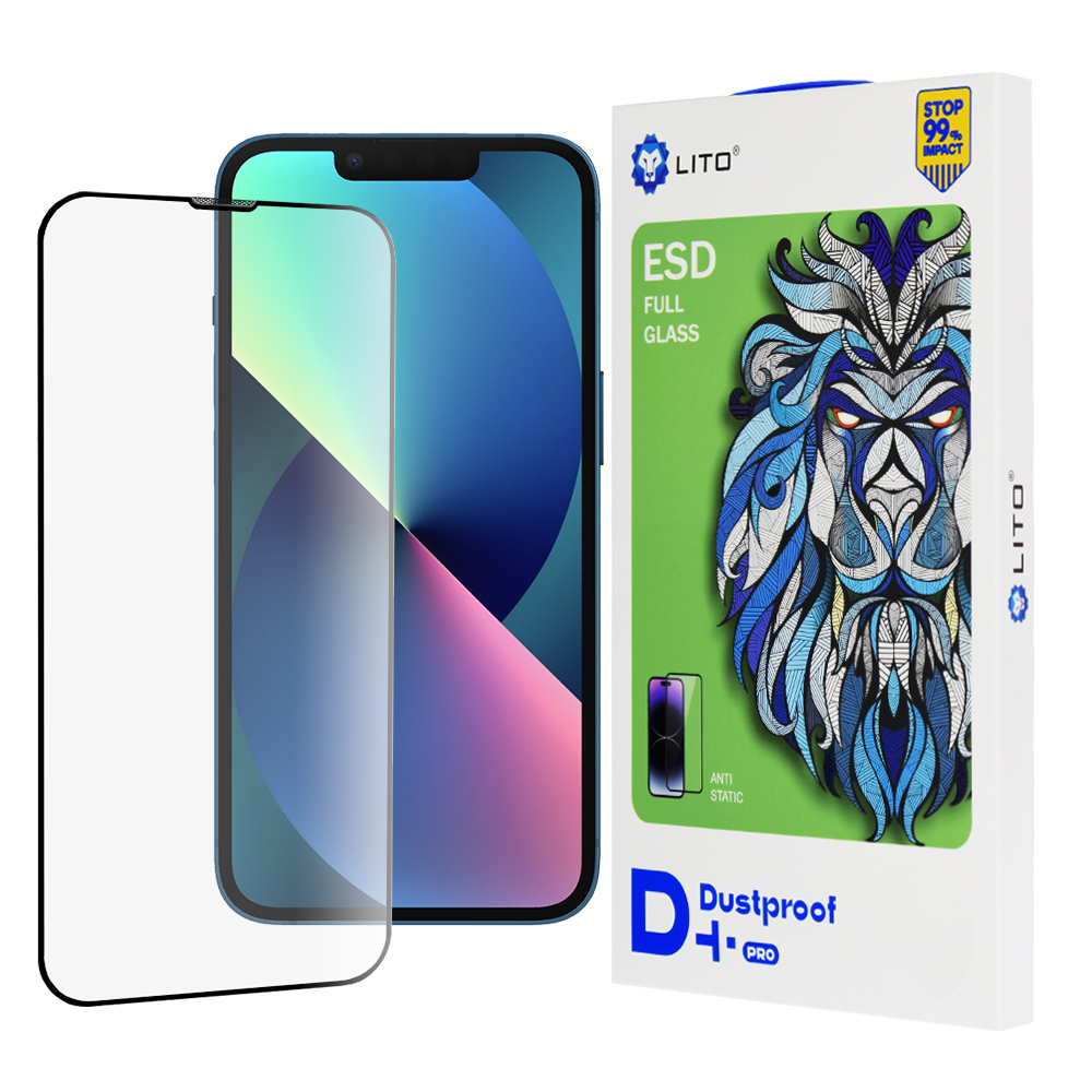 Levně Ochranné sklo Lito - D+ Pro Dustproof - iPhone 13 / iPhone 13 Pro / iPhone 14 - černé