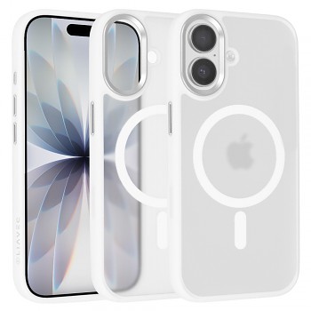 Polomatný kryt Liavec Cloudy s kovovým rámečkem fotoaparátu pro Apple iPhone 17 (Tlačítko ovládání fotoaparátu) bílý