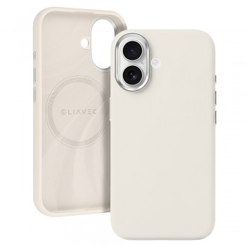 Silikonový kryt Liavec Silky s kovovým rámečkem fotoaparátu pro Apple iPhone 17 béžový