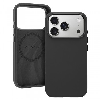 Silikonový kryt Liavec Silky s kovovým rámečkem fotoaparátu pro Apple iPhone 17 Pro Max černý