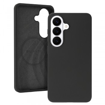 Silikonový kryt Liavec Silky s kovovým rámečkem fotoaparátu pro Samsung Galaxy S26 černý