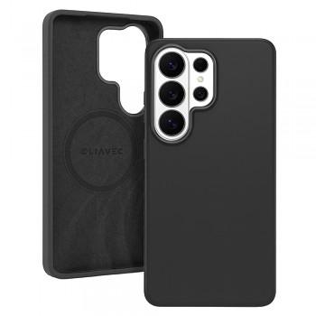 Silikonový kryt Liavec Silky s kovovým rámečkem fotoaparátu pro Samsung Galaxy S26 Ultra černý