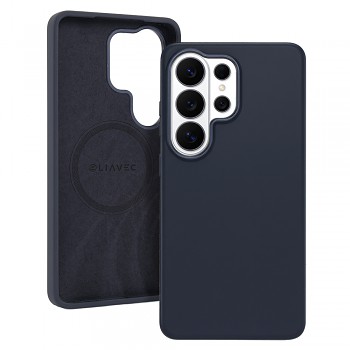 Silikonový kryt Liavec Silky s kovovým rámečkem fotoaparátu pro Samsung Galaxy S26 Ultra modrý