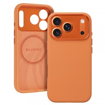 Kryt Liavec Silk Shield s kovovým rámečkem fotoaparátu pro Apple iPhone 17 Pro oranžový