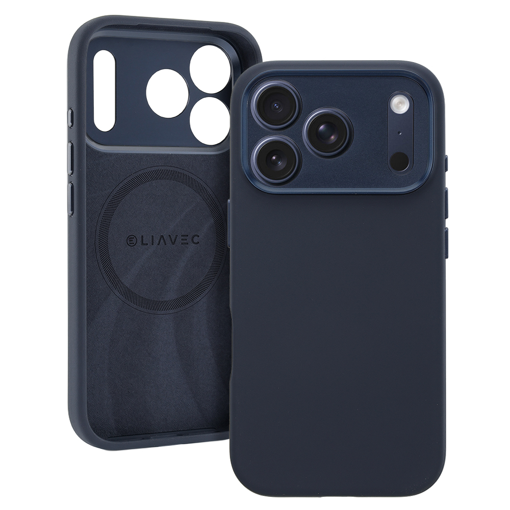 Levně Kryt Liavec Silk Shield s kovovým rámečkem fotoaparátu pro Apple iPhone 17 Pro námořnicky modrý