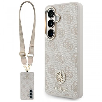 Kryt Guess - 4G Big Rhinestone Triangle Strap (GUHMS26SP4G4DCSP) - Samsung Galaxy S26 - růžový