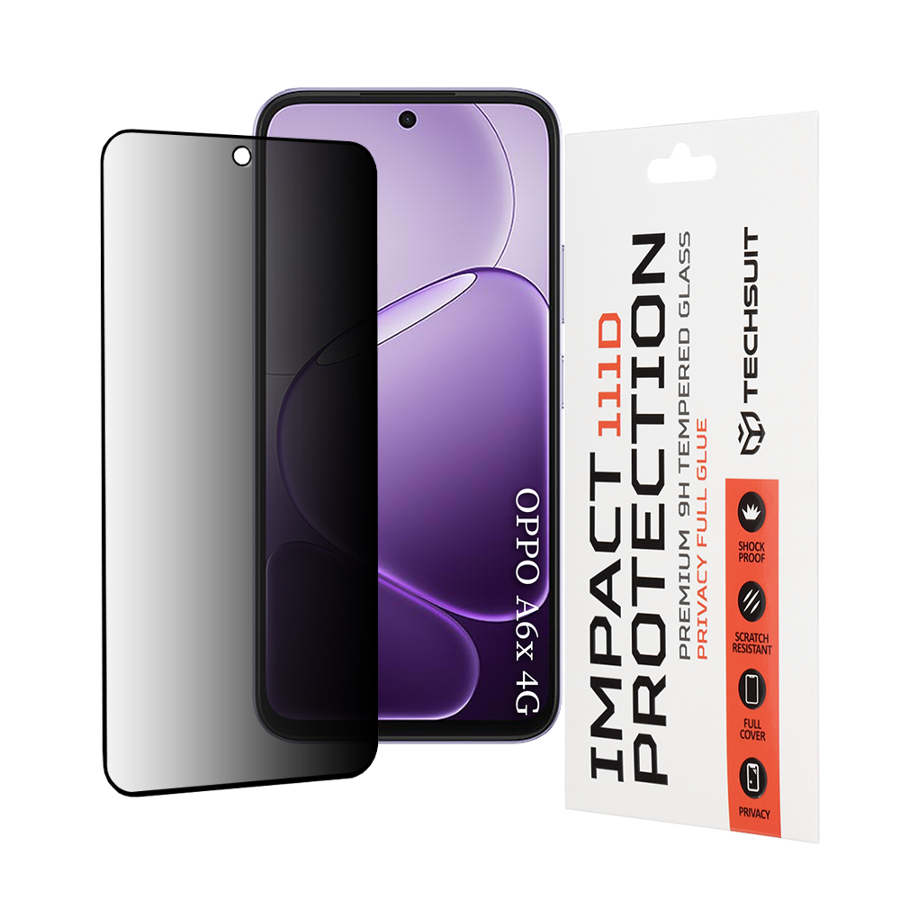 Levně Tvrzené sklo Techsuit 111D Privacy Full Glue pro Oppo A6x 4G a A6x 5G černé