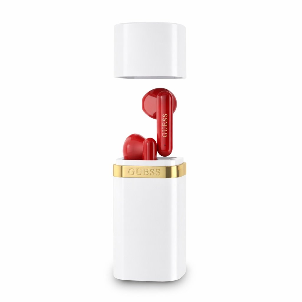 Levně Sluchátka Guess Lipstick Shape TWS bezdrátová bílá