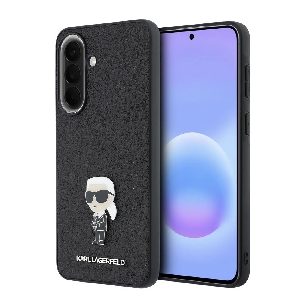 Levně Kryt Karl Lagerfeld Fixed Glitter Metal Ikonik pro Samsung Galaxy A57 černý