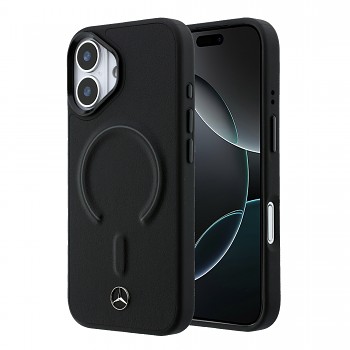 Zadní kryt Mercedes PU Leather 3D MagSafe pro iPhone 17 černý