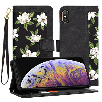 Flipové pouzdro Techsuit FlipCraft iPhone XS Max Flowers of the Dawn