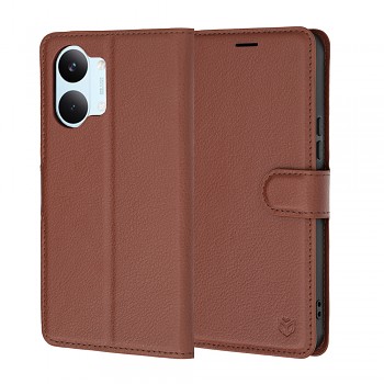 Kožené pouzdro Techsuit Leather Folio pro Xiaomi Poco X8 Pro Max hnědé