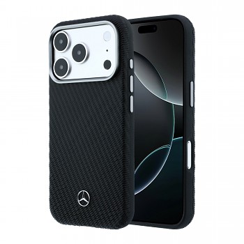 Zadní kryt Mercedes PU Leather Semi Wrap MagSafe pro iPhone 17 Pro černý