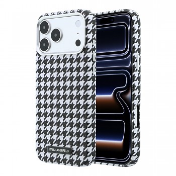 Kryt na mobil Karl Lagerfeld PU Houndstooth Resin Plate MagSafe pro iPhone 17 Pro Max černý