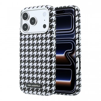 Kryt na mobil Karl Lagerfeld PU Houndstooth Resin Plate MagSafe pro iPhone 17 Pro černý
