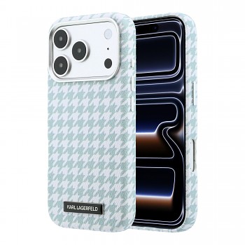 Kryt na mobil Karl Lagerfeld PU Houndstooth Resin Plate MagSafe pro iPhone 17 Pro modrý