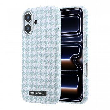 Kryt na mobil Karl Lagerfeld PU Houndstooth Resin Plate MagSafe pro iPhone 17 modrý