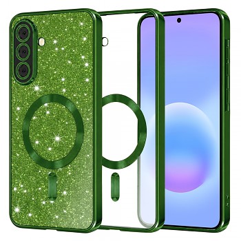 Kryt Techsuit Luxury Glitter MagSafe pro Samsung Galaxy A57 5G tmavě zelený
