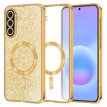 Kryt Techsuit Luxury Glitter MagSafe pro Samsung Galaxy A57 5G zlatý