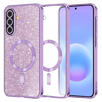 Kryt Techsuit Luxury Glitter MagSafe pro Samsung Galaxy A57 5G světle fialový