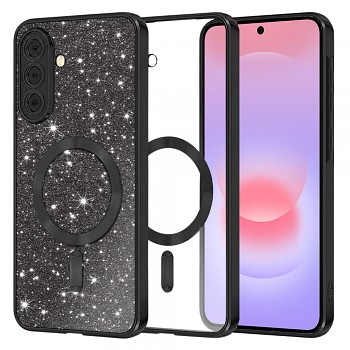 Kryt Techsuit Luxury Glitter MagSafe pro Samsung Galaxy A37 5G černý