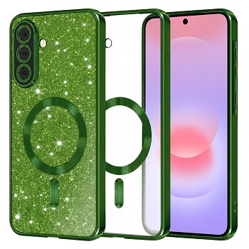 Kryt Techsuit Luxury Glitter MagSafe pro Samsung Galaxy A37 5G tmavě zelený
