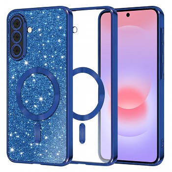 Kryt Techsuit Luxury Glitter MagSafe pro Samsung Galaxy A37 5G tmavě modrý