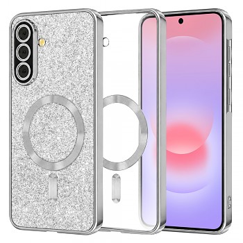 Kryt Techsuit Luxury Glitter MagSafe pro Samsung Galaxy A37 5G stříbrný
